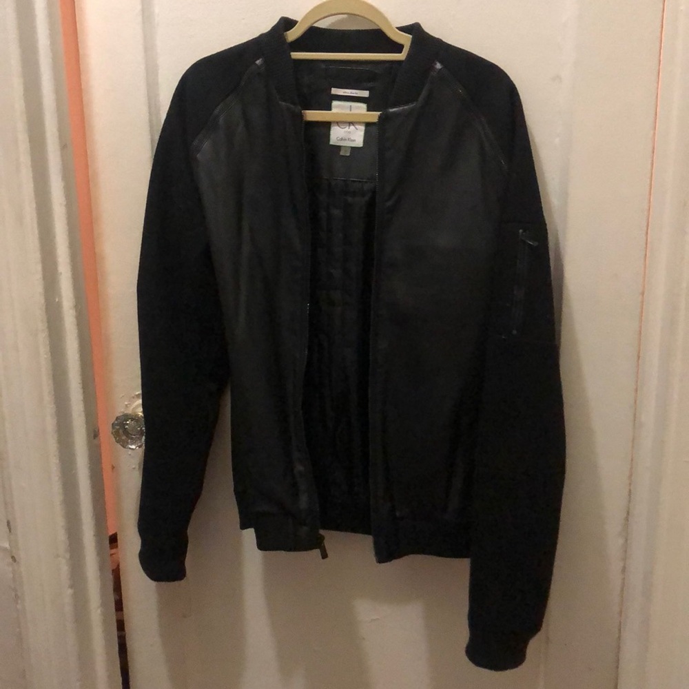 CK One (Calvin Klein) Leather and Wool Bomber